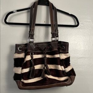 Rare Dooney & Bourke Boldrini Selleria Italian Leather Calf Hair Shoulder Bag